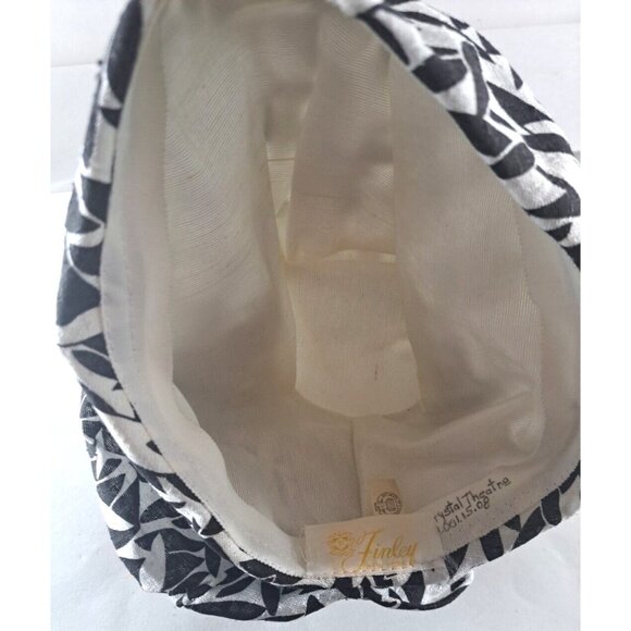 VTG Finley Womens Turban Hat Bonnet Black White Abstract Mid Century Chic 24\